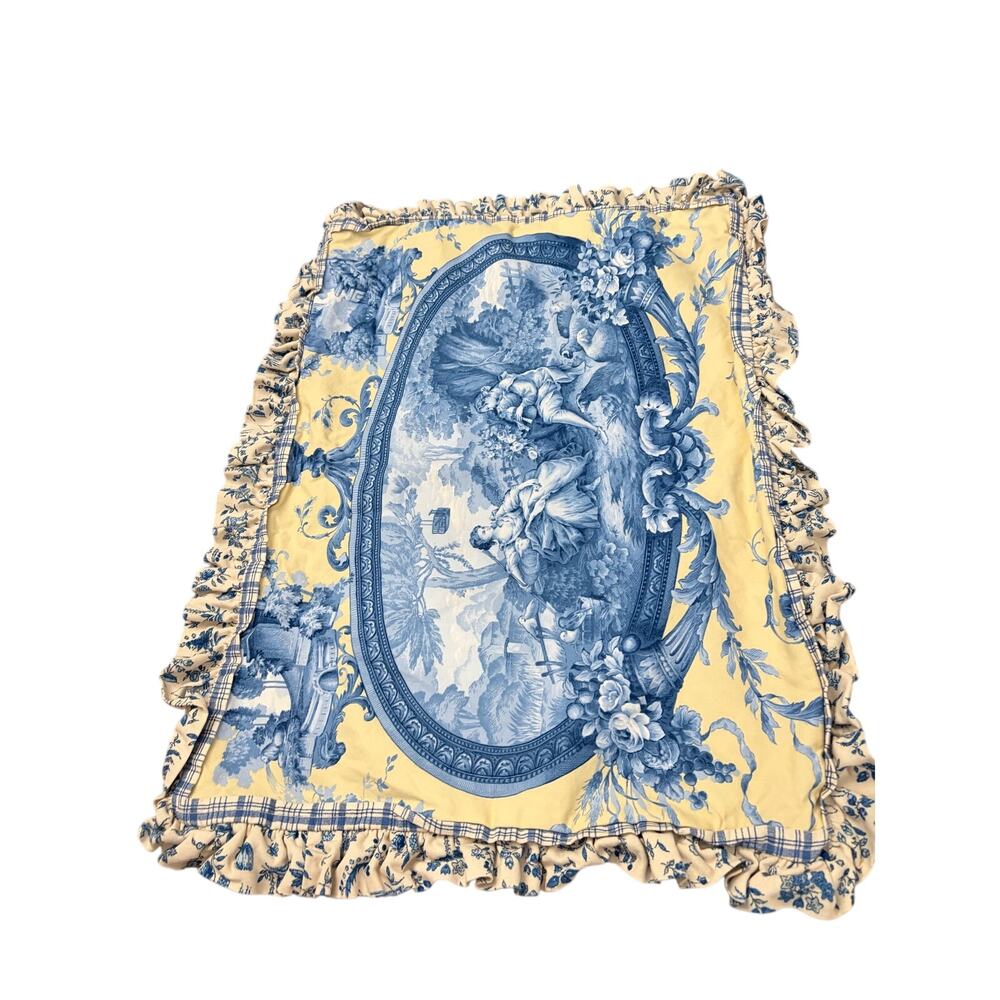 Catfish Bite Los Angeles Luxury Cottage  Pillow Sham Toile De Jouy Yellow Blue
